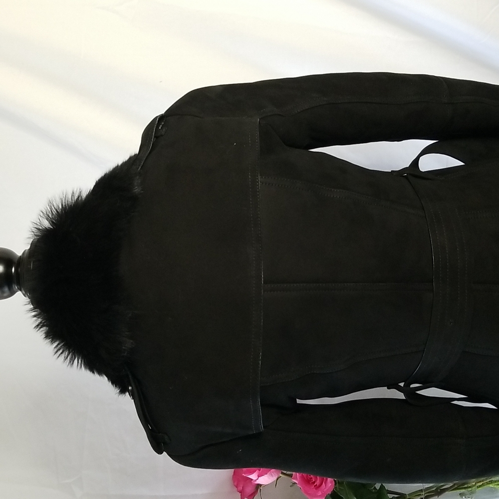 BURBERRY DOUBLE BREASTED SHEARLING TRENCHCOAT - Picture 8 of 12